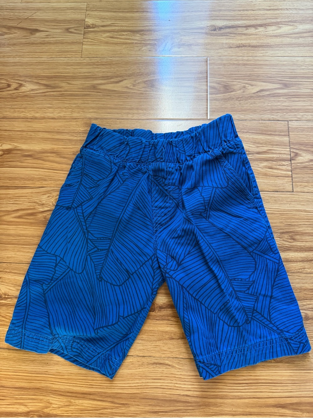 Preloved Boys Blue Leaf-Print Pull-On Shorts M(5/6)
